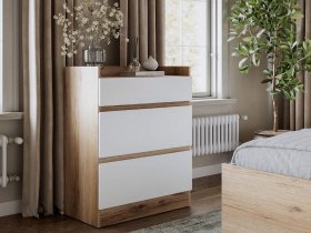 Комод 3 ящика Брауни (дуб делано/белый) в Здвинске - zdvinsk.mebel-nsk.ru | фото