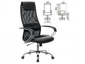Кресло офисное BRABIX PREMIUM Stalker EX-608 CH, хром, ткань-сетка/кожзам, черное в Здвинске - zdvinsk.mebel-nsk.ru | фото