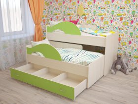 Кровать детская двухуровневая Радуга 80*160 в Здвинске - zdvinsk.mebel-nsk.ru | фото