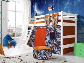 Кровать полувысокая Соня (вариант 6) с наклонной лестницей в Здвинске - zdvinsk.mebel-nsk.ru | фото