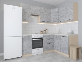 Модульная угловая кухня 1,4м*2,1м Лада (цемент) в Здвинске - zdvinsk.mebel-nsk.ru | фото