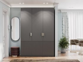 Шкаф трехстворчатый Эккервуд (Нью) (графит) в Здвинске - zdvinsk.mebel-nsk.ru | фото
